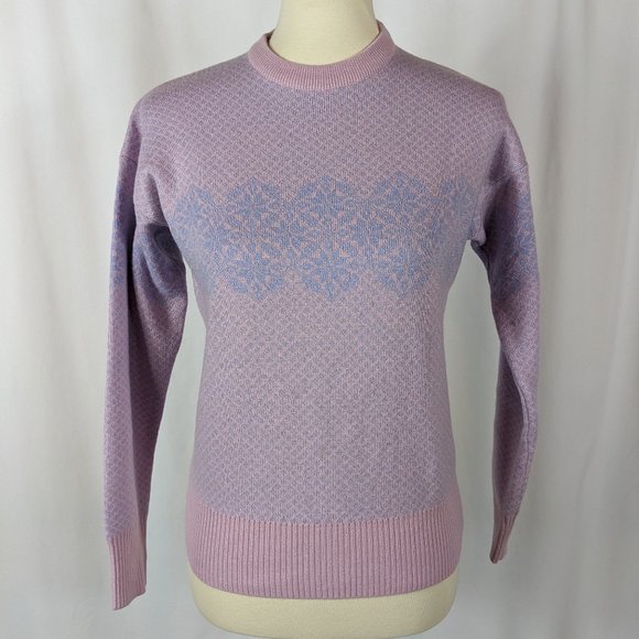EIR Nordic Sweater Long Sleeve Knit Purple Pink Snowflake Ski Snow Womens Sz M - Picture 1 of 7